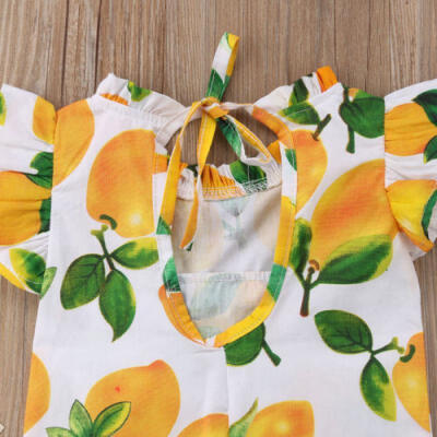 

UK Newborn Baby Girls Lemon Rompers Bodysuit Playsuit Jumpsuit Clothes Outfit