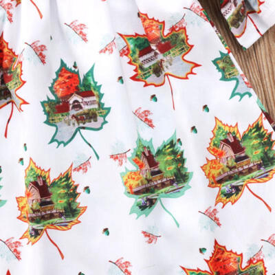 

Xmas Casual Toddler Kids Girls Maple Leafs Floral Party Dress Sundress Clothes