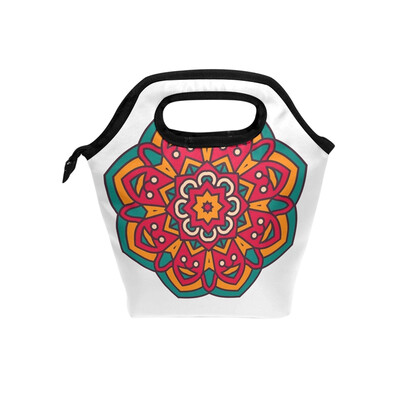 

Lunch Tote Bag Colorful Floral Travel Picnic Insulated Lunch Handbags Portable Zipper Lunch Bag Box