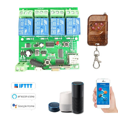 

Sonoff 433Mhz Smart Remote Control Wireless Switch Universal Module 4ch DC 5V 12V 32V Wifi Switch with Shell Timer Phone APP Remot