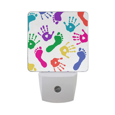 

ALAZA LED Night Light With Smart Dusk To Dawn SensorCommunication Icons Color Dice School Set Plug In Night Light
