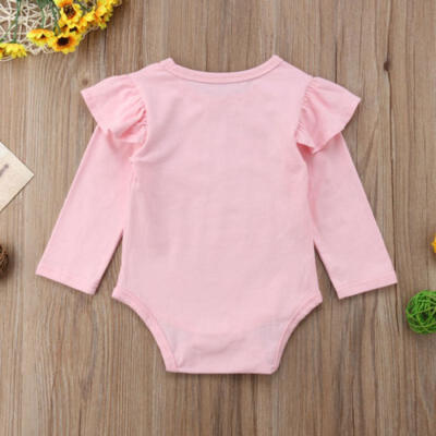 

Cotton Newborn Baby Girl Infant Solid Ruffles Bodysuit Jumpsuit Clothes Outfit