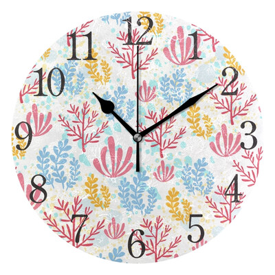 

Wall Clock Arabic Numerals Design Seamless Floral Pattern Round