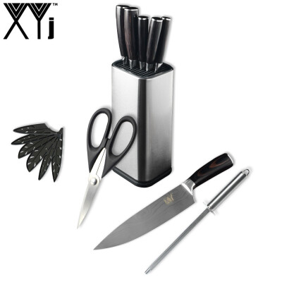 

XYj Kitchen Knives Imitate Damascus pattern Stainless Steel Knife Set 8" Knife Holder Multifunctional Kitchen Knife Accessories