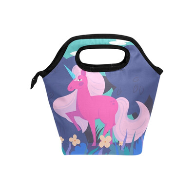 

Lunch Bag Tote Bag Pink Unicorn Travel Picnic Organizer Lunch Holder Handbags Lunch Bag Box for Office