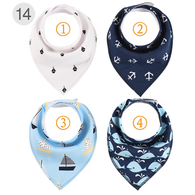 

UK 4pcs Baby Kids Cotton Bandana Bibs Feeding Saliva Towel Dribble Triangle Set