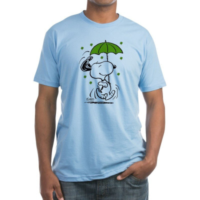 

CafePress Snoopy Raining Clovers - Fitted T-Shirt Vintage Fit Soft Cotton Tee