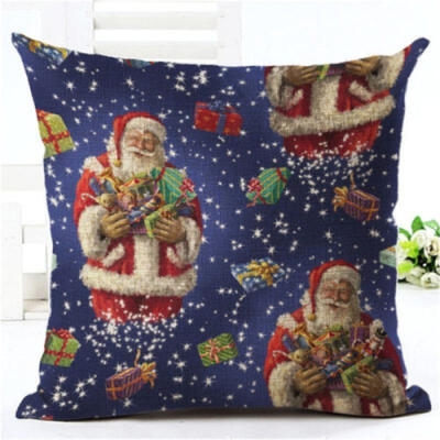 

Christmas Xmas Linen Cushion Cover Throw Pillow Case Home Decor Festive Gift