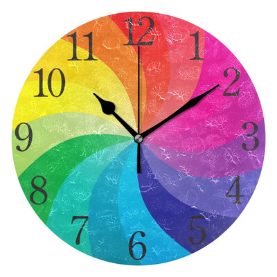 

Wall Clock Arabic Numerals Design Colorful Spin Rainbow Round