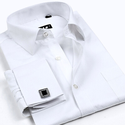 

Men's casual long-sleeved dress shirt solid color