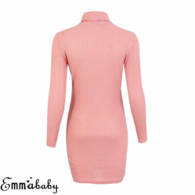 

Womens Slim Knitted Long Sleeve Sweater Dress Jumper Winter Pullover Ladies Tops