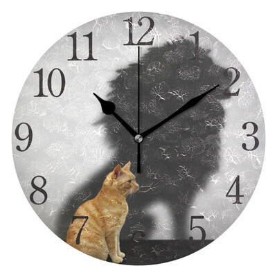 

Wall Clock Arabic Numerals Design The Big Shaggy Cat Round
