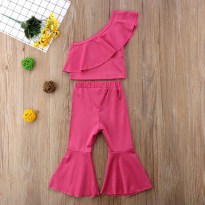 

Toddler Baby Girl 2Pcs Ruffled Casual Outfits Clothes TopsLong Pants Clothes