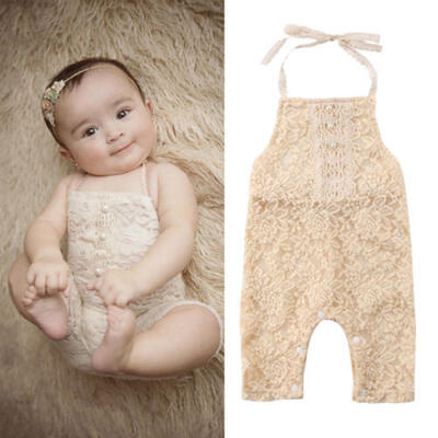 

Toddler Baby Girl Romper Sleeveless Backless Lace Pearl Jumpsuit Sunsuit Clothes