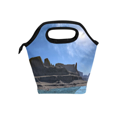 

Lunch Bag Blue Sky Tote Travel Picnic Insulated Handbags Portable Zipper Lunch Bag Box