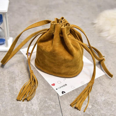 

Women Frosted Fringed Handbags Tassel Shoulder Bags Ladies Bucket Handbag New