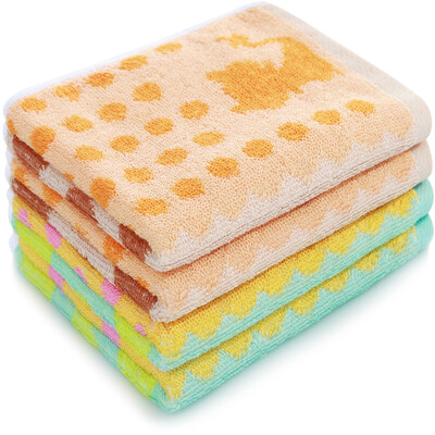 

Sanli cotton cartoon wave point facial towel wash towel 26x50cm combination of 4 installed