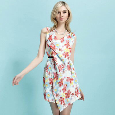

MAZOE Blue Lily Print Dress SL310 Blue S