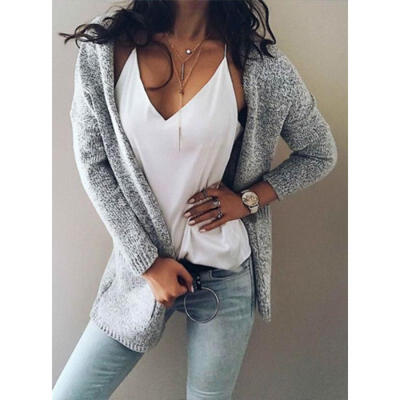 

Women Ladies Knitted Sweater Casual Long Sleeve Cardigan Jacket Coat Outwear UK