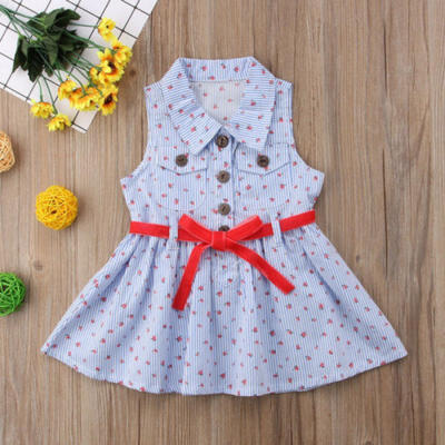 

Kids Baby Girls Cotton Floral Party Wedding Casual Sleeveless Dress Clothes AU