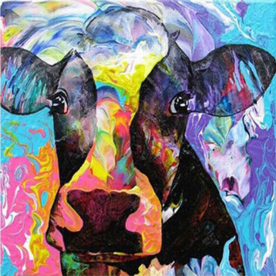 

UpperX Full Diamond Round Diamond 5D DIY Diamond Painting "Coloured drawing cattle" Diamond Embroidered Cross-stitch Gift