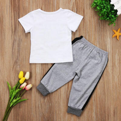 

UK Stock Toddler Kids Baby Boys Cotton Tops Pants 2pcs Clothes Outfit Set 1-6Y