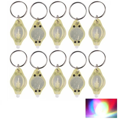 

Mini LED Flash Light Keychain Ring Torch Super Bright Colorful Light 10PCS