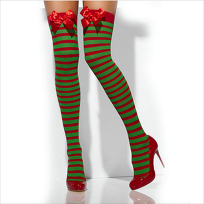 

Women XMAS Halloween Skeleton Costume Blood Stained Over Knee Socks Stockings