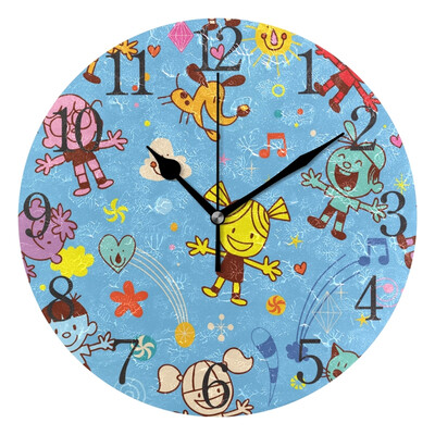 

Wall Clock Arabic Numerals Design Playful Kids Pets Friends Round