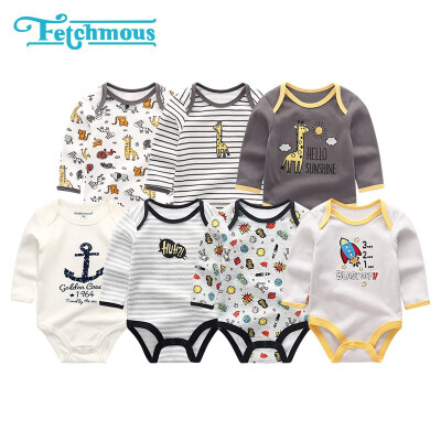 

7PCS Long Sleeve Cotton 0-12M Baby Boys Clothes Newborn Unicorn Print Baby Girls Clothes Cartoon Bodysuits One-Pieces Babywear