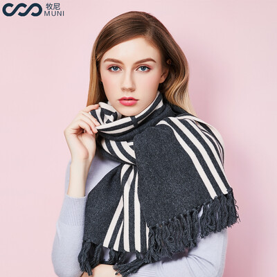 

Muni ladies scarf autumn&winter fashion wild tassel wool tassel scarf shawl thick warm scarf female gift box 9202 dark gray