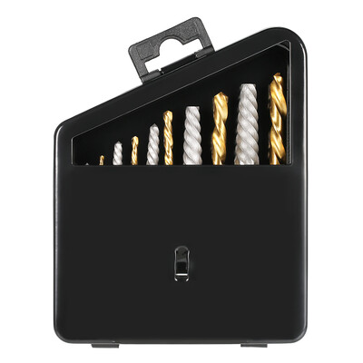 

10pcs Left Hand Drill Bit Broken Bolt Damaged Screw Extractor Set with Metal Case