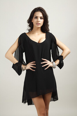 

Buenos Ninos Fashion Womens Clothing Chiffon Loose A-line Dress Mini V-neck