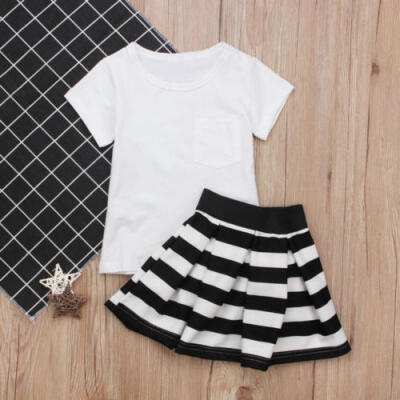 

AU STOCK 2PCS Sets Toddler Kid Baby Girl Outfit Clothes T-shirt Tops Dress Skirt