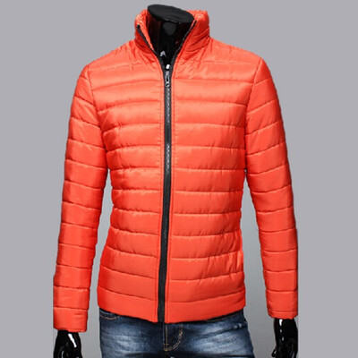 

Mens Fashion Pure Color Stand Collar Long Sleeve Breathable Casual Zipper Cotton-Padded Jacket