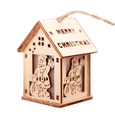 

Christmas Decorative LED Light Wooden House Luminous Cute Christmas Tree Hanging Ornaments Xmas Festival Holiday Decorations Gifts