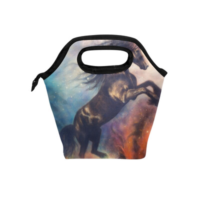 

Lunch Bag Tote Bag Artistic Brown Unicorn Travel Picnic Organizer Lunch Holder Handbags Lunch Bag Box for Office
