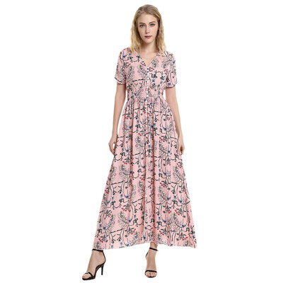 

Short Sleeve Floral Print V Neck Dress