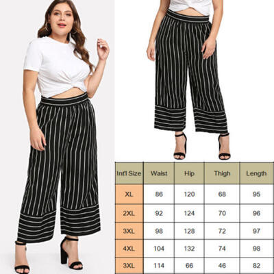 

Womens OL Office Loose Stretch High Waist 34 Wide Leg Long Pants Palazzo