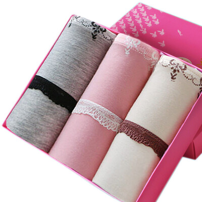 

Playboy PLAYBOY 5664 Ladies Underwear 3 Gift Box Leggings Lingerie Lace Sweet Ladies breathable panties