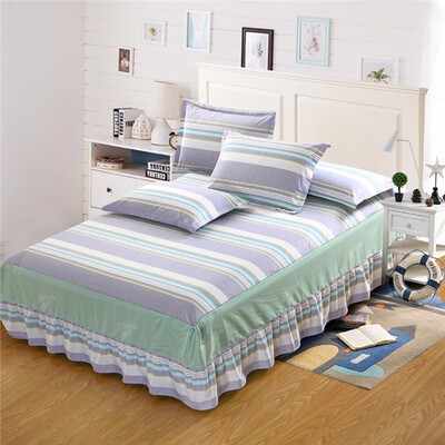 

Pink Gray Stripe Gray Cotton Single Double Bed Skirt Mattress Cover Petticoat Twin Full Queen Bed Skirts Bedspread bedding Sets