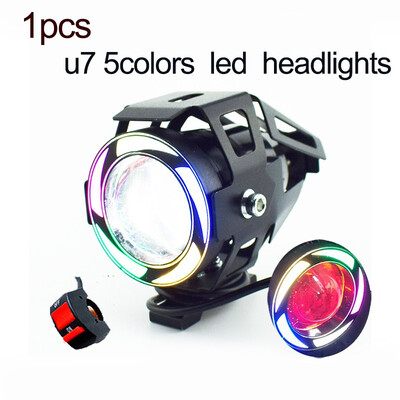 

1Pair Motorcycle LED U7 5 Colors Headlight 12V 125W Driving Spot Head lights Motorbike Auxiliary Work Lights Fog lamp Headlamp