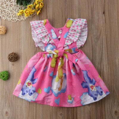 

NEW Kids Toddler Baby Girls Cartoon Party Backless Tutu Dress Sundress Summer AU