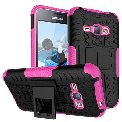 

Fivice Samsung J1 2016 Case TPU anti-fall tire pattern back clip bracket phone case