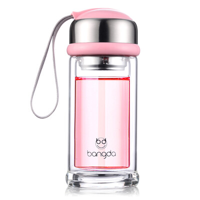 

【Jingdong Supermarket】 Bangda with double-layer glass cup filter tea cup children's portable transparent tea cup yellow 220ml