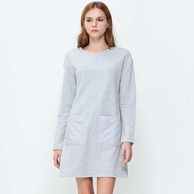 

UR youth trend ladies double pockets H type Slim dress YV39R7BN001 light gray M