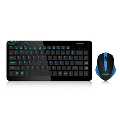 

Win (Conson) CS1000 Mini Wireless Мышь и мышь Set Slim Notebook Universal Black Blue