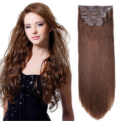 

Remy Human Hair Clip In Hair Extensions Straight Full Head 8A Grade Real Thick Hair Clip Ins 10pcs 160g 20