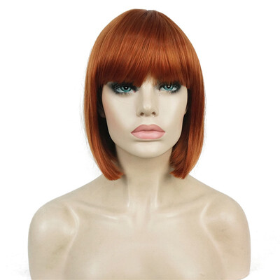 

StrongBeauty Short Bob Wig Point Part Bangs Full synthetic Wigs COLOUR CHOICES