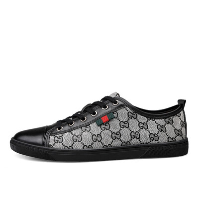

Mens Genuine Leather Casual Shoes 2018 Fashion Plaid Polka Dot Flats Mens Sneakers Shoes Mens British Wind Dress Shoes